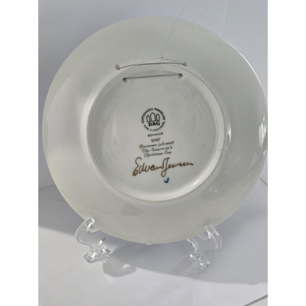 1987 Bing & Grondahl Annual Christmas Plate - Snowman's Christmas Eve (Signed) - Picture 2 of 2
